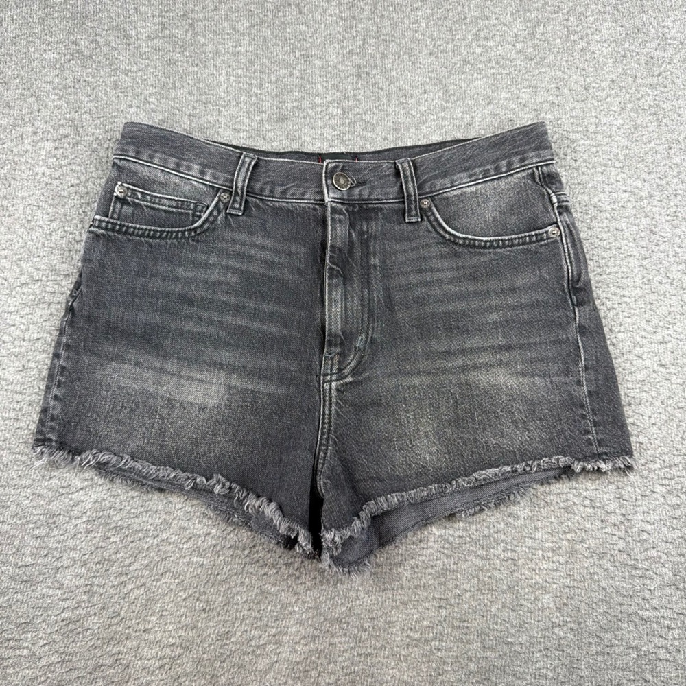 BDG Girlfriend Denim Shorts Women's 29 Black‎ High Rise Stretch Raw Hem